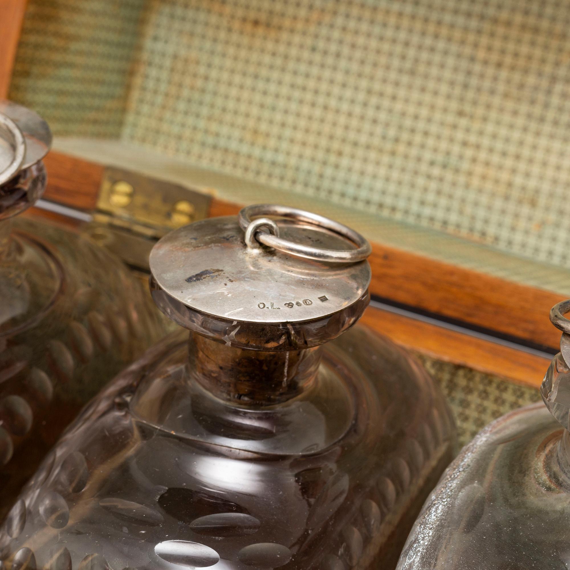 Two boxes with bottles, ca 1800 and 19th century.