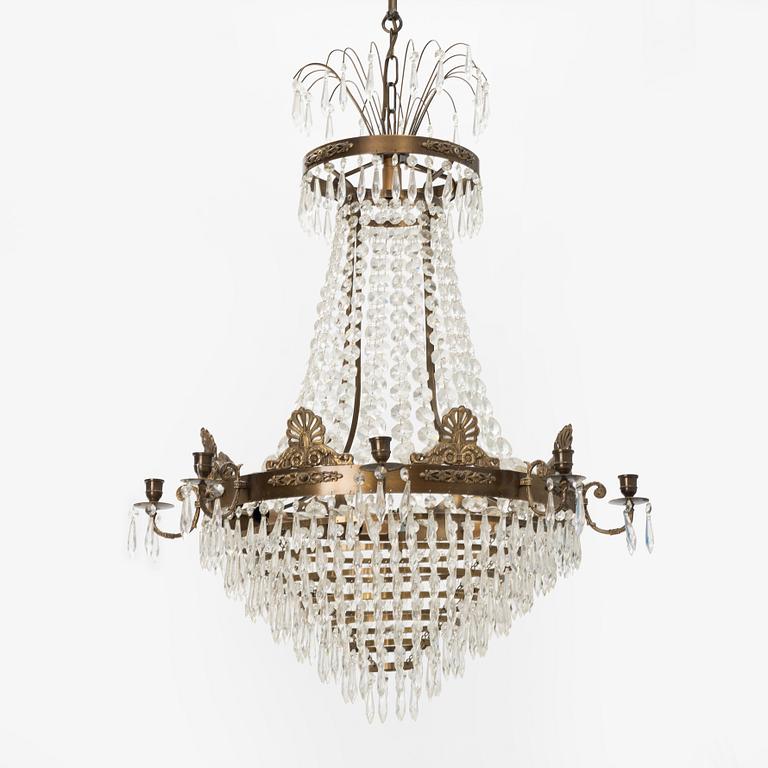 An Empire style chandelier, late 20th century.