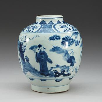 A blue and white jar, Ming dynasty, 17th Century.