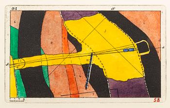STEN EKLUND, hand colored etching, signed.
