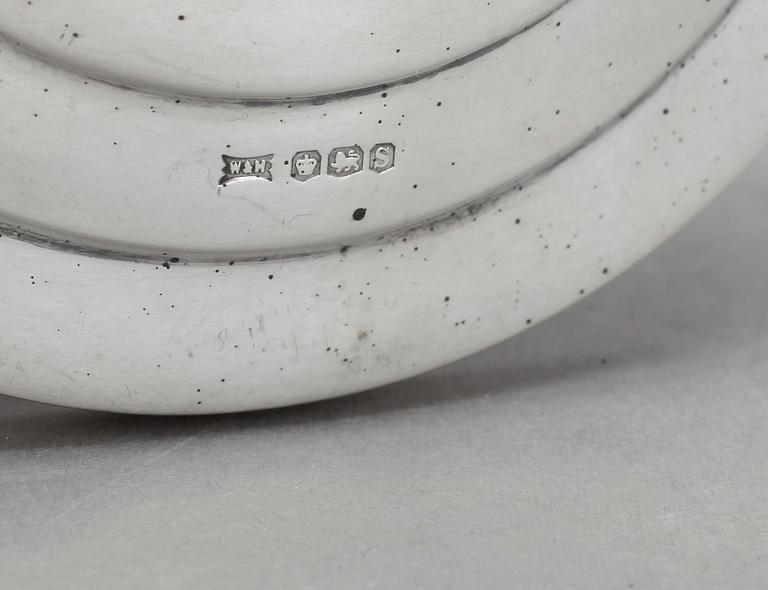 LJUSSTAKAR 4 st, sterlingsilver, Walker and Hall, Art Deco, England, 1930/40-tal.