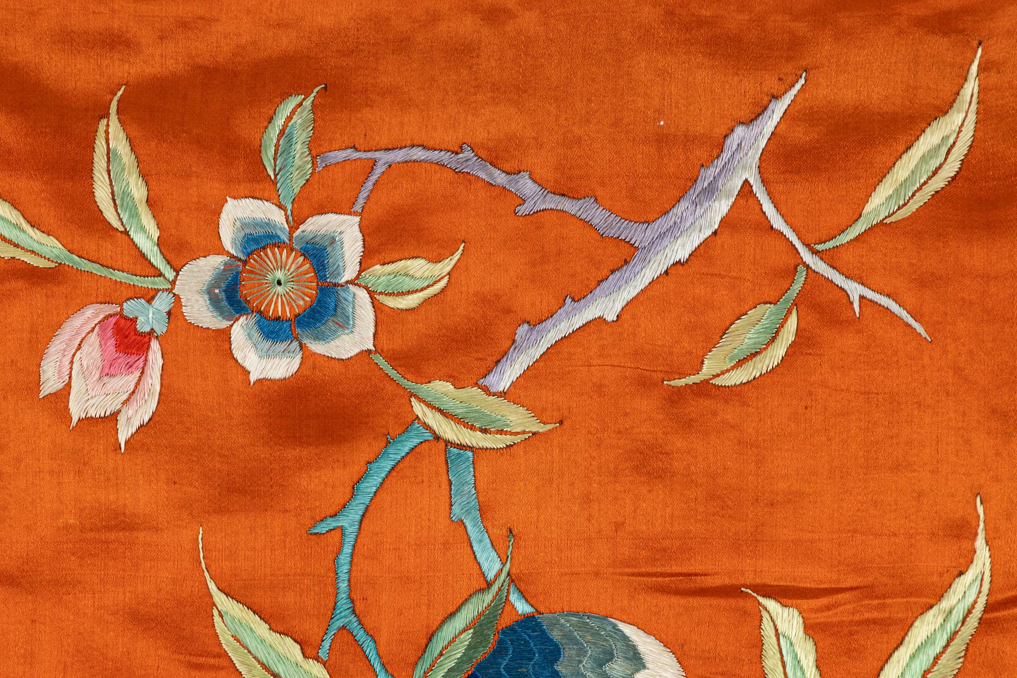 A Chinese embroidered textil fragment, late Qing dynasty/early 20th Century.