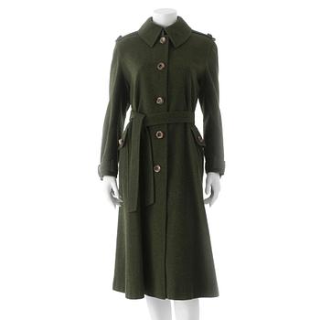 807. CÉLINE, a green wool coat from the 1960/70's.