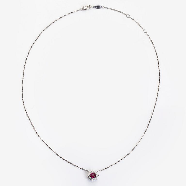 Harry Winston, halsband, "Sunflower", petite, platina, rubin och diamanter.