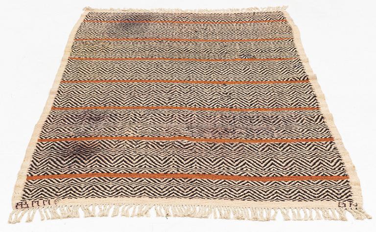 Barbro Nilsson, a flat weave 'Rosengång med brun rand", 215 x 127 cm. Signed AB MMF BN.