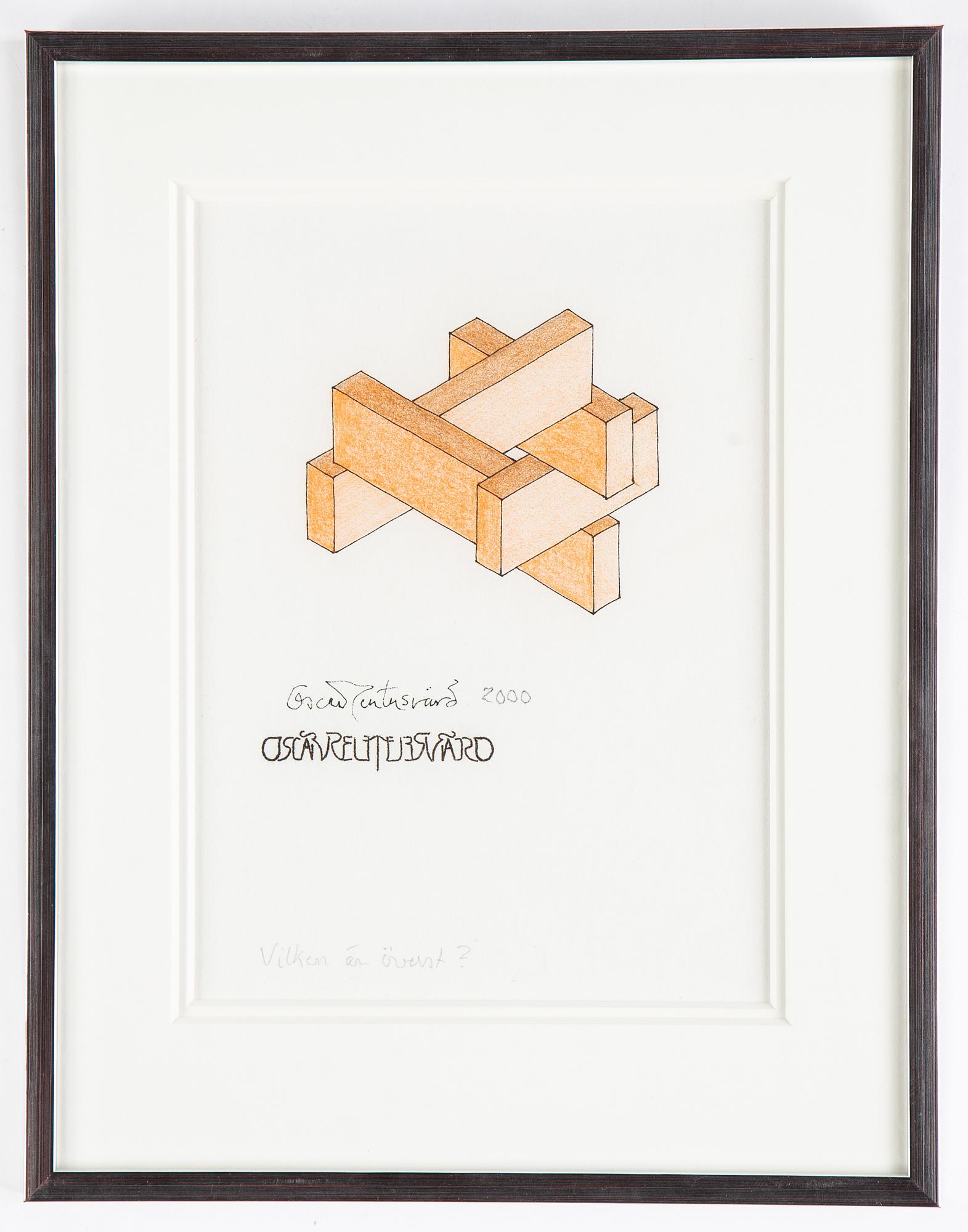 Oscar Reutersvärd, mixed media on paper, signed.