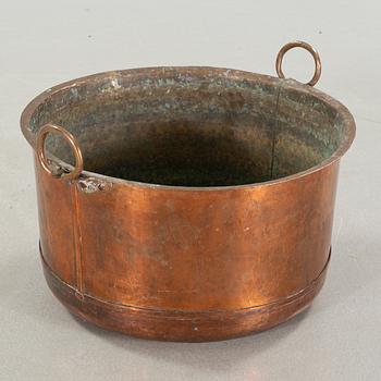 A copper cauldron, 19th century.