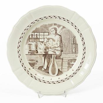 Wilhelm Kåge, Five test plates, porcelain and stoneware, Gustavsberg, 1920s-50s.