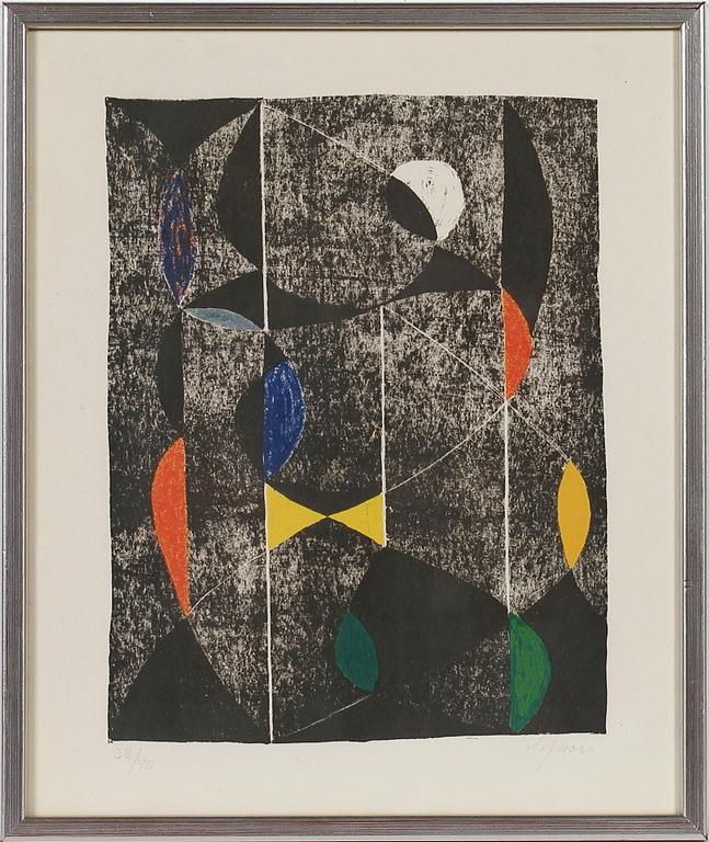 PIERRE OLOFSSON, litografi samt aquatint, sign. Numr 38/40 resp 2/40. En dat 1948.