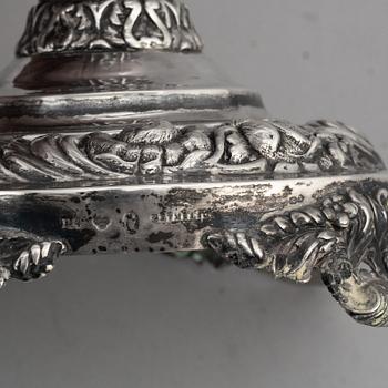 ERIK ADOLF ZETHELIUS, LJUSSTAKAR, ett par, silver, senempire, Stockholm 1839.