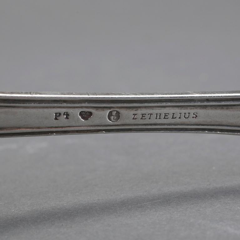 PARTI SKEDAR, 7st, silver, bla Adolf Zethelius, Stockholm, 1845. Total vikt ca 402g.