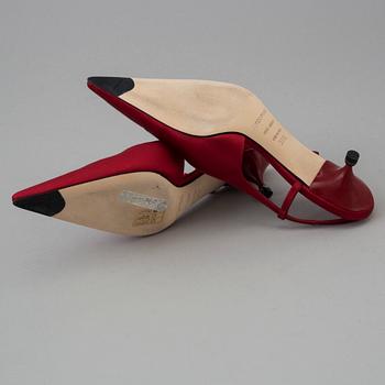 Red silk slingbacks by Sergio Rossi.