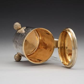 A Swedish early 18th century parcel-gilt silver tankard, mark of Sven Wallman, Gothenburg 1704.