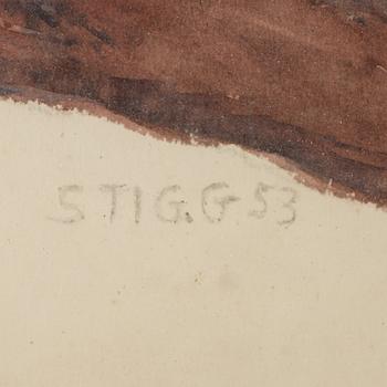 OKÄND KONSTNÄR, 4 st, blandteknik, en signerad Stig Lugen, 1950-tal.