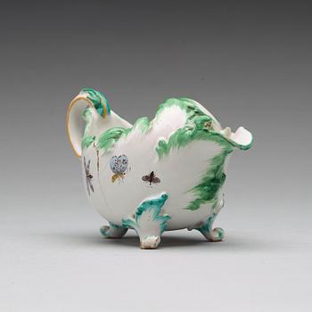 A Swedish faience Rörstrand sauce boat, 18th Century.