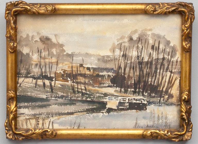 ALEX MATSON, vesiväri, signeerattu ja päivätty 1918.