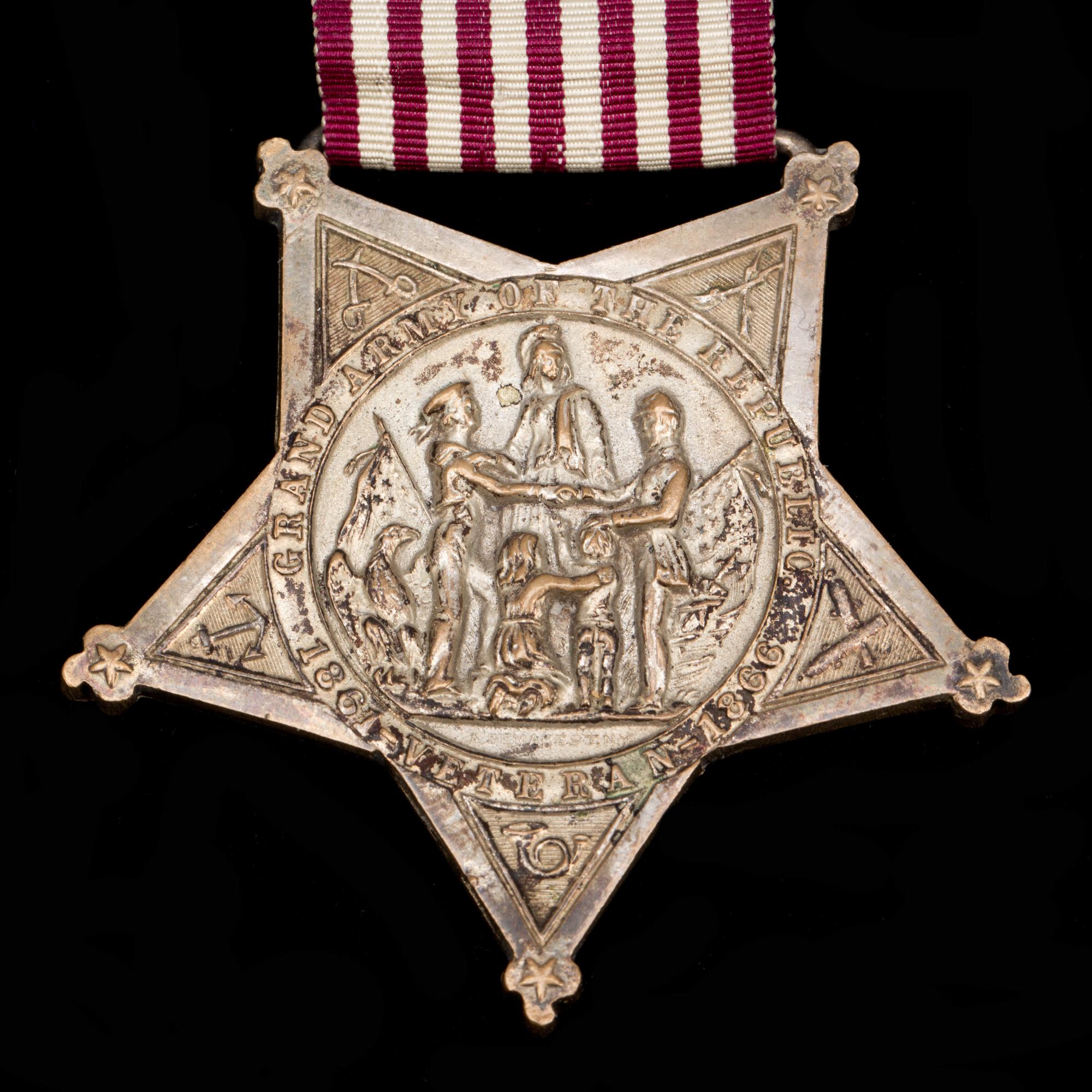 MEDALJ, försilvrad. För veteraner i Amerikanska inbördeskriget 1861-66.