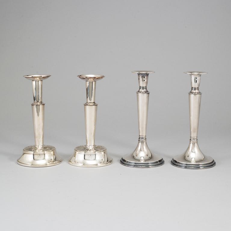 Four silver candlesticks from TESI, Gothenburg, 1972-74.