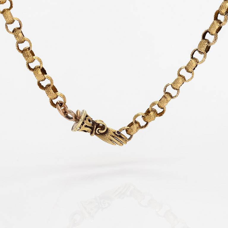 Halsband, 18K guld och syntetisk eller äkta rubin.