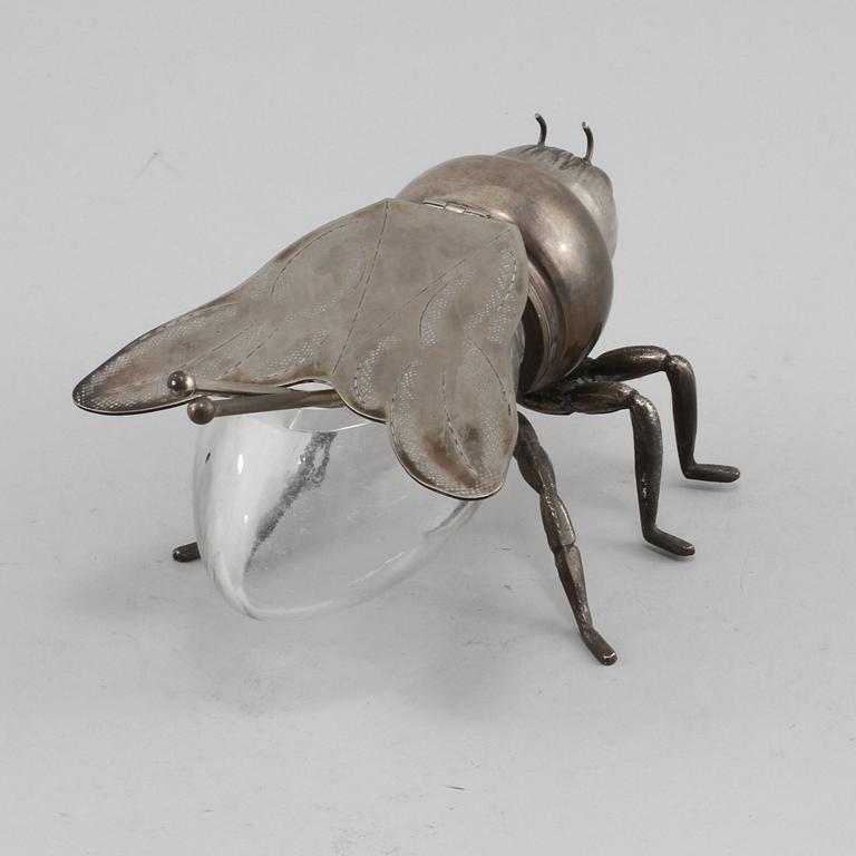 HONUNGSBI, glas samt vitmetall, omkring 1900-talets mitt.