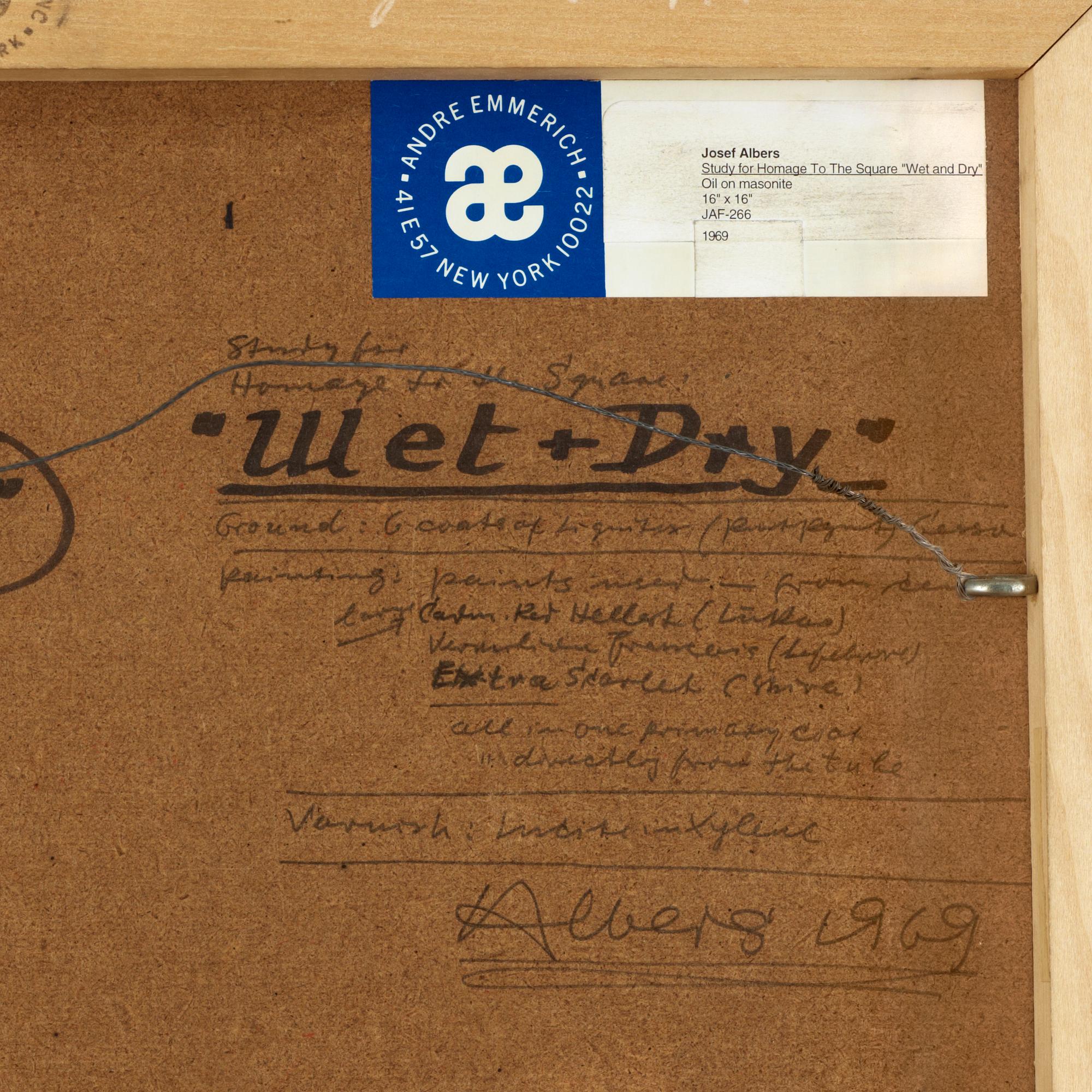 Josef Albers, "Study for Homage To The Square: 'Wet and Dry' ".