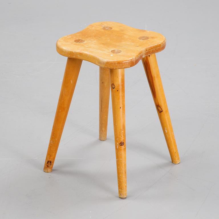 A pinewood stool, mid 20th Century.