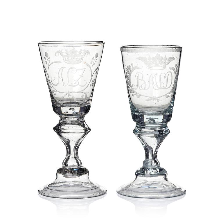 Glas, två stycken, 1700-tal.