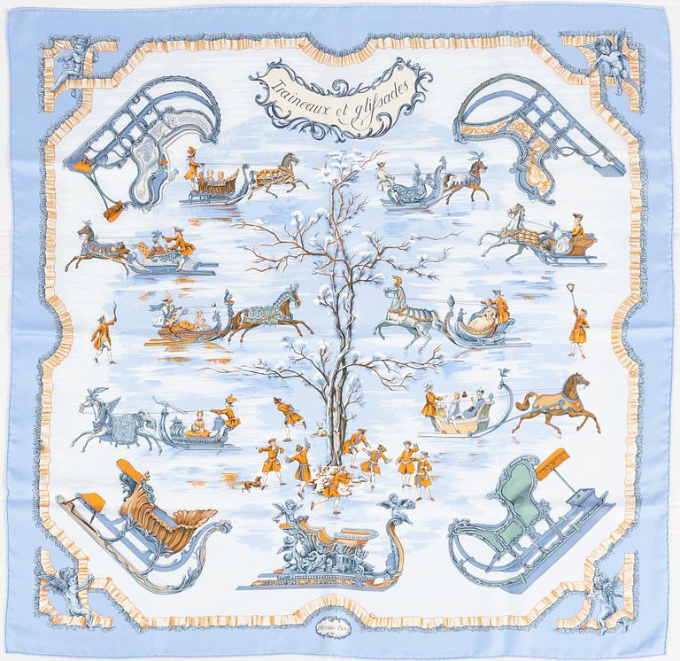 Hermès, scarf, "Traineaux et Glisades".