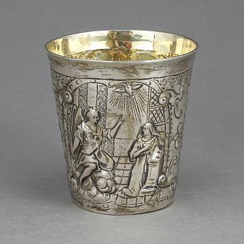 BÄGARE, silver, barockstil, troligen 1800-tal. Vikt ca 112g.