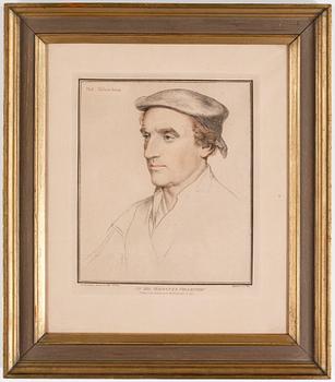Hans Holbein d.y. · HANS HOLBEIN, efter, kolorerad gravyr, daterad 1792. Graverad av C Metz.
