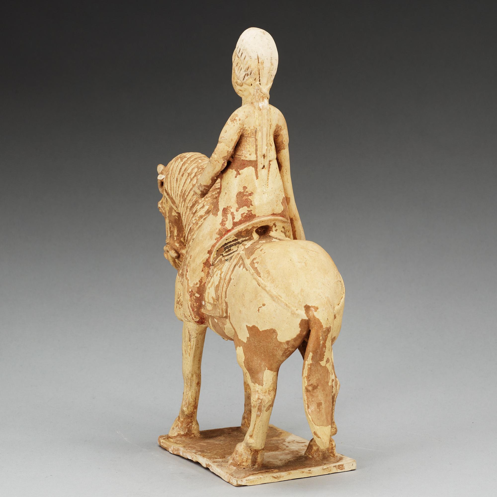 A potted figure of an equestrian figure, Tang dynasty (618-907).