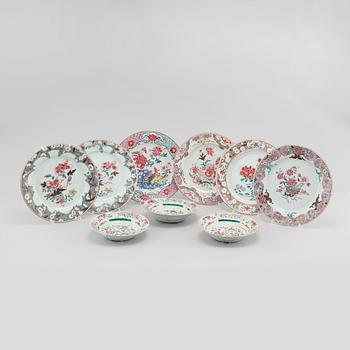 9 CHINESE PORCELAIN PLATES, Chien Lung (1736-1795).