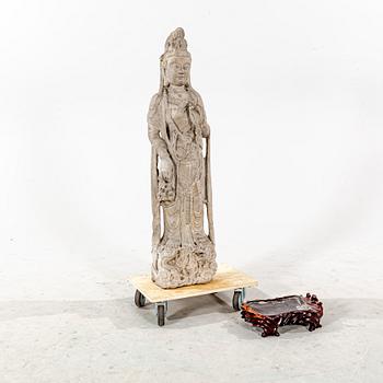 A stone sculpture of Boddhisattva, 20th Century.