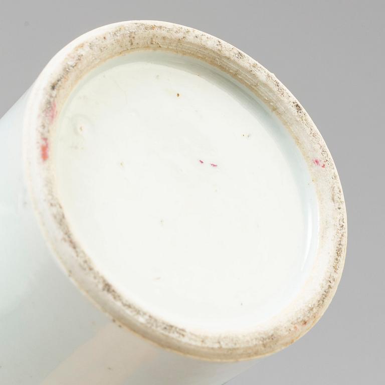 A famille rose trumpet vase, a jar with cover, Qing dynasty, 18th century.