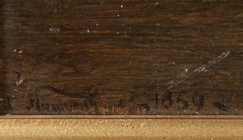 ÉDOUARD NIEUWENHUIS, olja på pannå, signerad och daterad 1859.