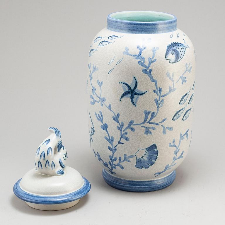 An faience urn by Eva Jancke Björk, Bo Fajans, Sweden 1943-53.