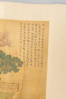 A Chinese hanging scroll, ink and colour on silk, 20th century.
