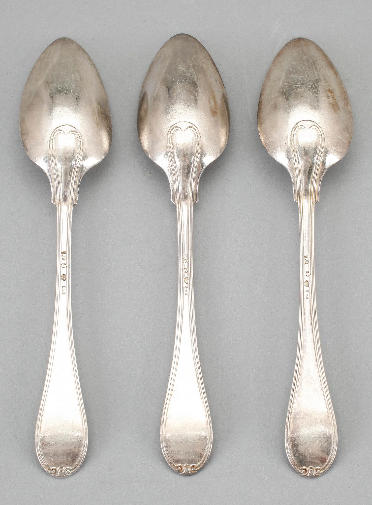 ALLIANSSKEDAR, 3 silver, Gustaf Folcker, Stockholm, 1841. Totalvikt ca 132 gram.