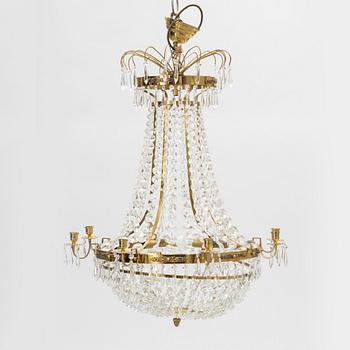 A contemporary Empire style chandelier for eight candles.