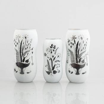 Stig Lindberg, three 'Grazia' vases, Gustavsberg, 1946-69.