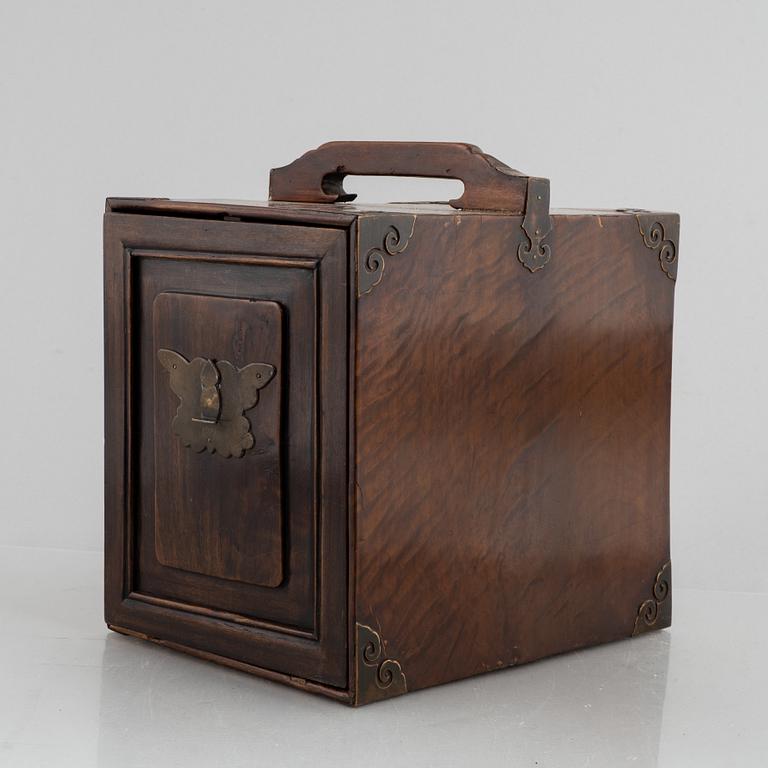 A Chinese/Southeast Asian hardwood box, 20th century.