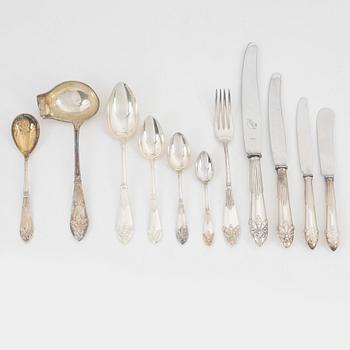 Bestickservis, silver, ca 96, "Empire", C.G.Hallberg, Stockholm, 1907-60.