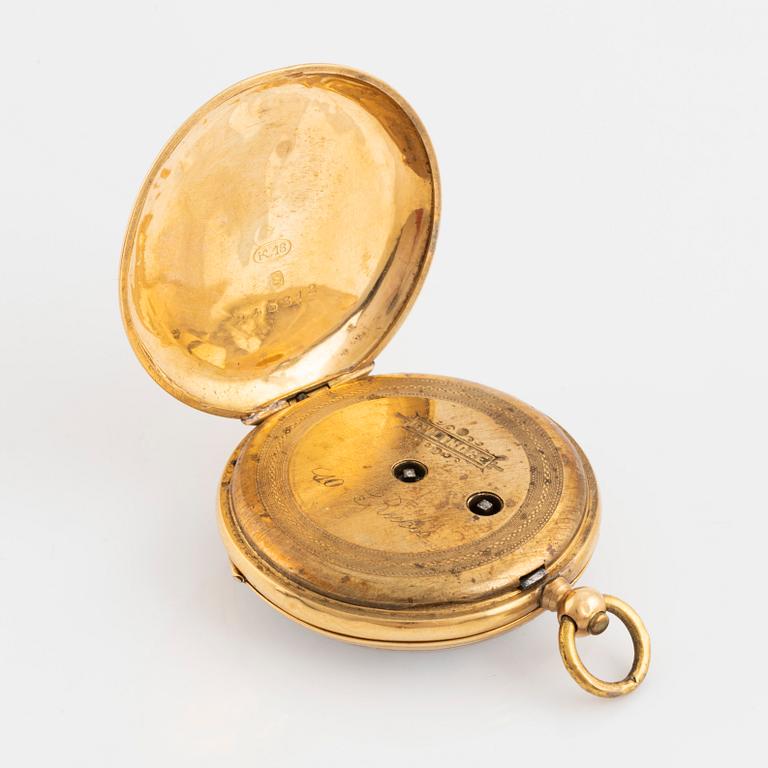 Pocket watch, 18K gold, 37 mm.