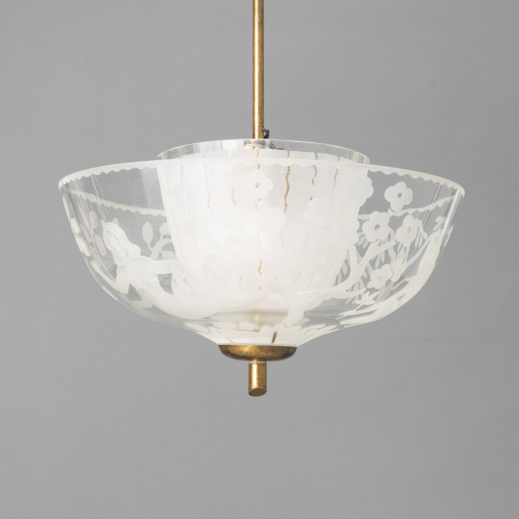 Erik Kinell, taklampa, Glössner & Co, Swedish Modern, 1940-tal.