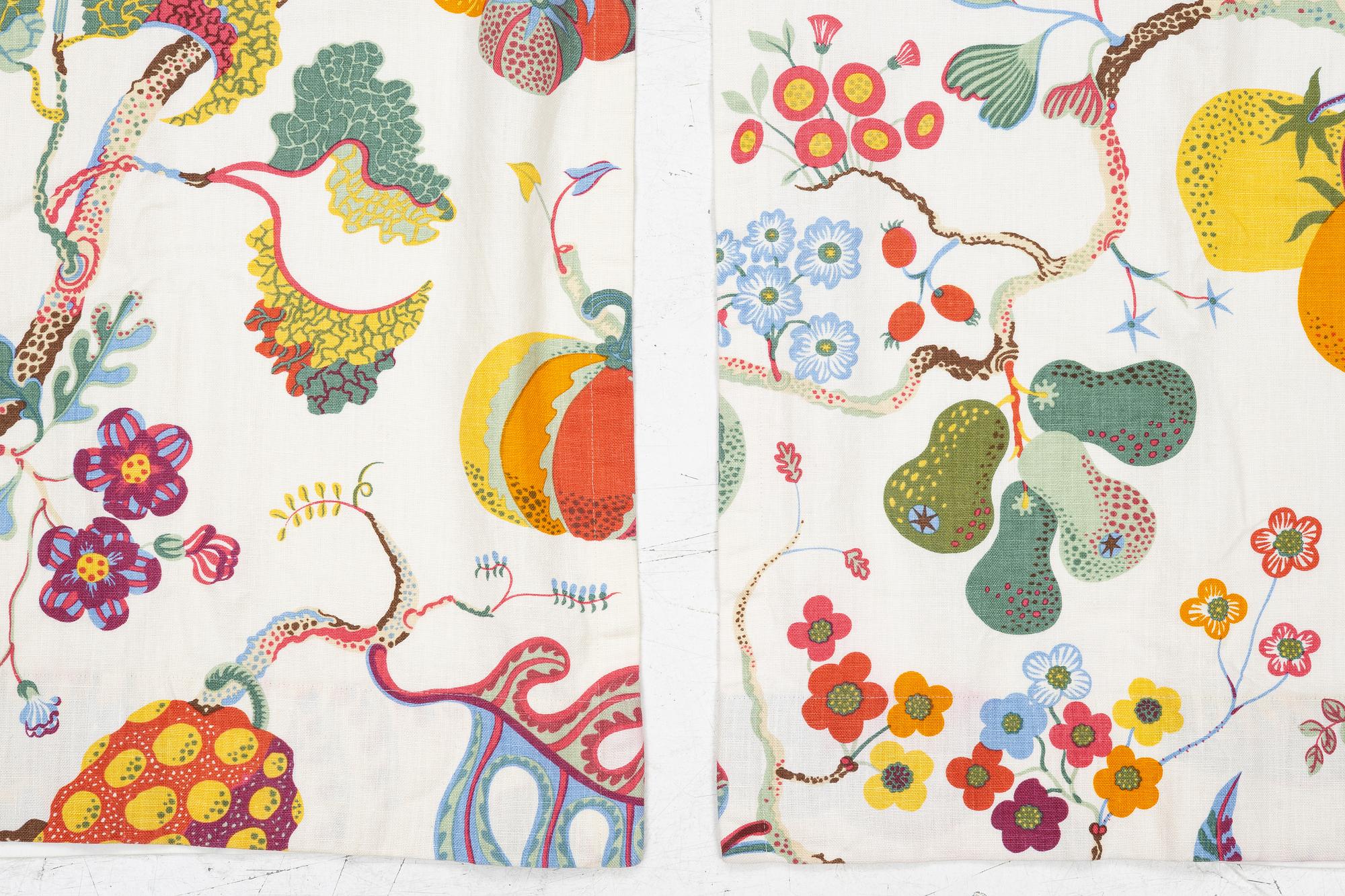 Josef Frank, a pair of 'Vegetable tree' curtains, Firma Svenskt Tenn, Sweden.