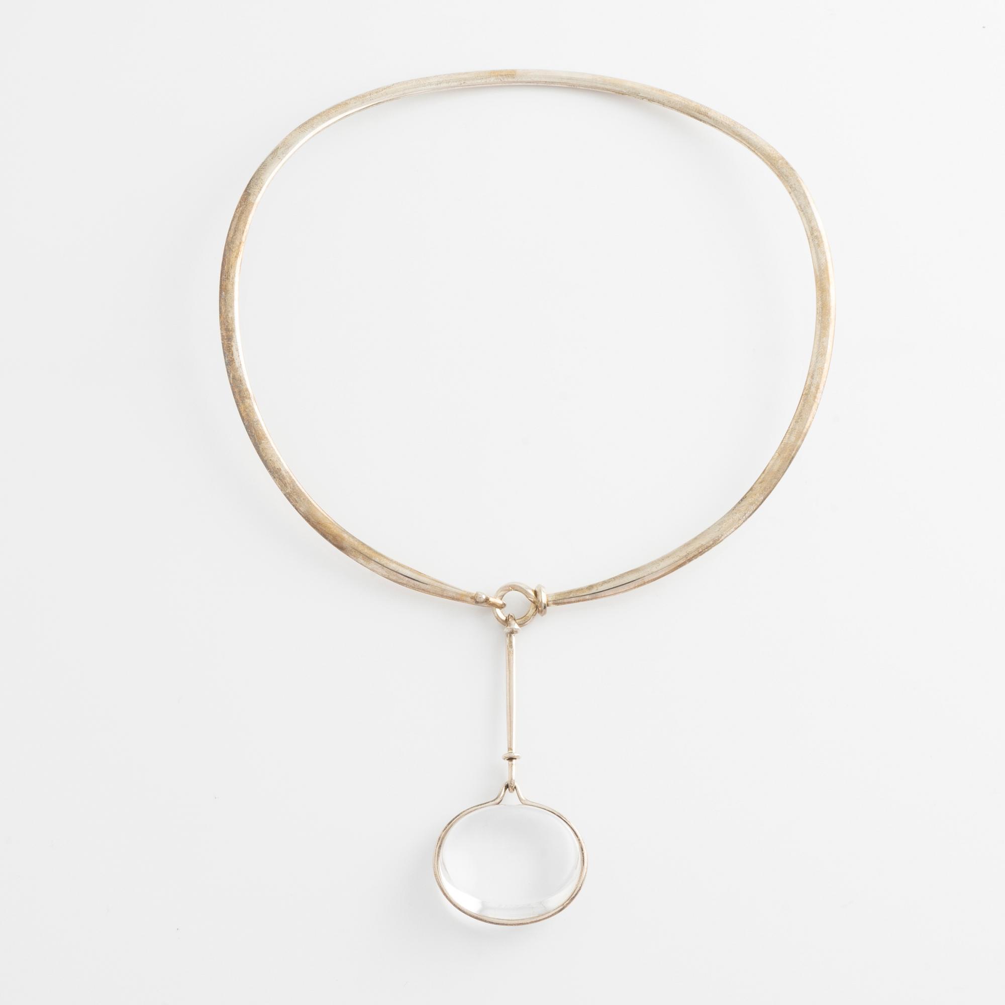 Vivianna Torun Bülow-Hübe design for Georg Jensen, necklace in silver with rock crystal.