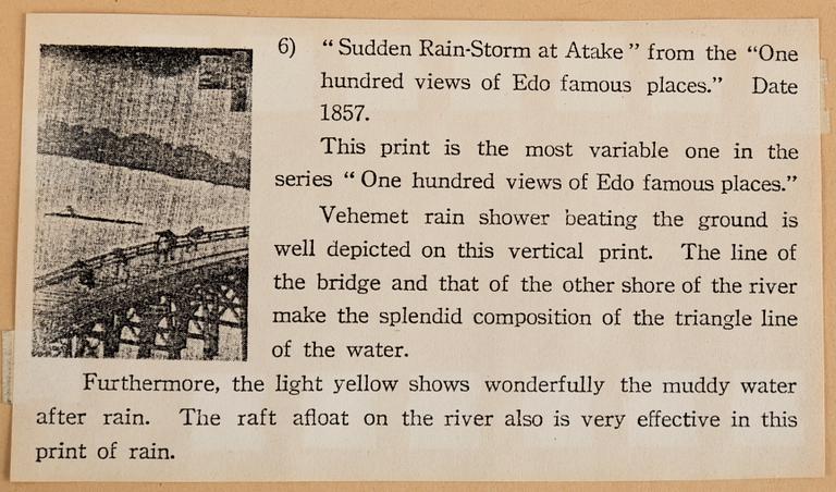 ANDO UTAGAWA HIROSHIGE (6), UTAMARA, and SHARAKU (2) colour woodblock prints. Japan, 20th century.