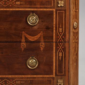 A Gustavian marquetry and ormolu-mounted commode by N. P. Stenström (master in Stockholm 1782 - 90).