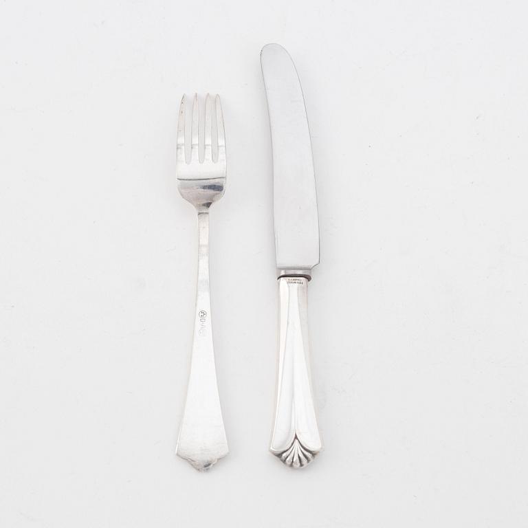 David Andersen, 'Rådhus Vifte' silver cutlery, Norway, (20 pieces).