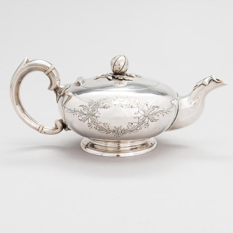 A silver teapot, maker's mark of Mathias Skytt, Saint Petersburg Russia 1865.